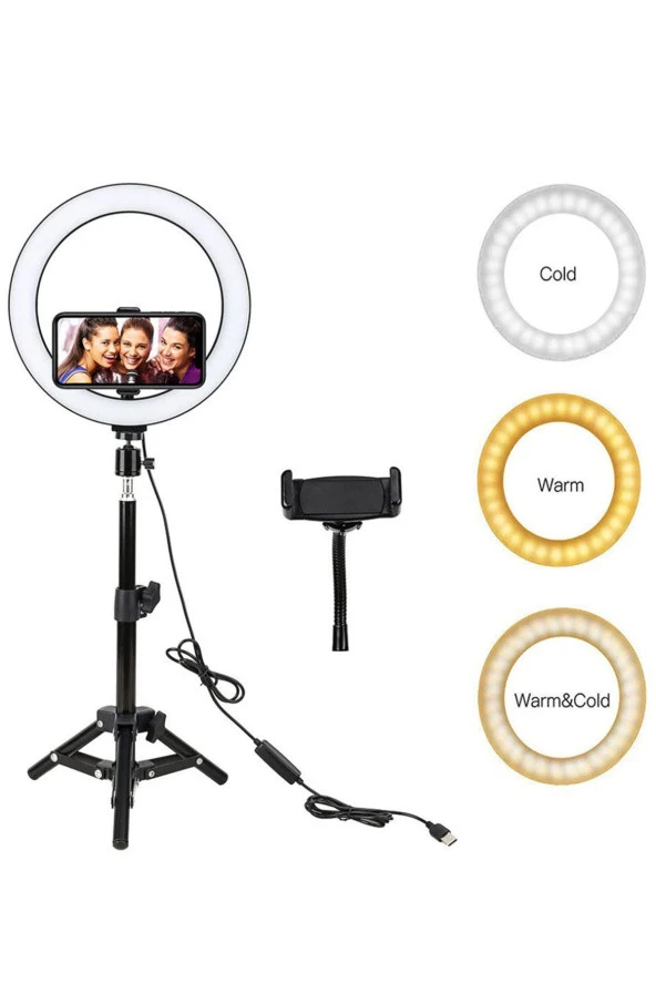 Youtuber Led Selfie Işığı Telefon Tutuculu Tripod 14 Inç 2.1 M - 6
