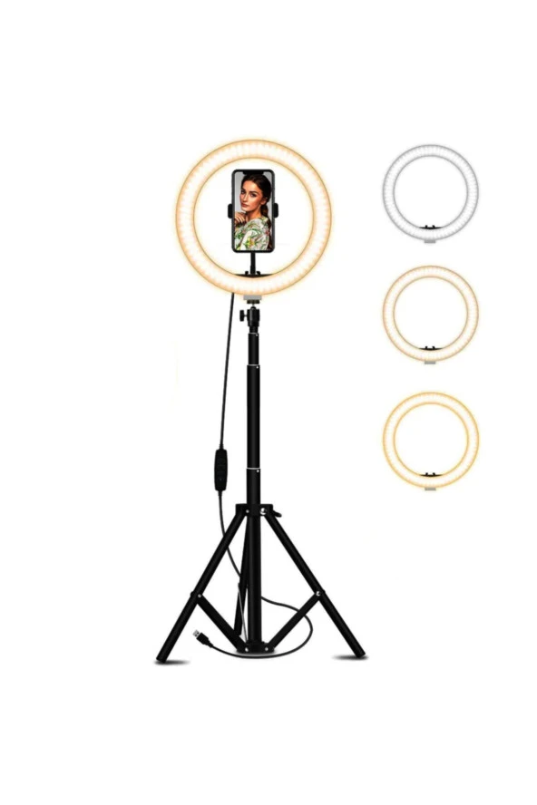 Youtuber Led Işıklı Halka 13 Inch Selfie/yayıncı/makyaj Işığı 210 Cm Tripod