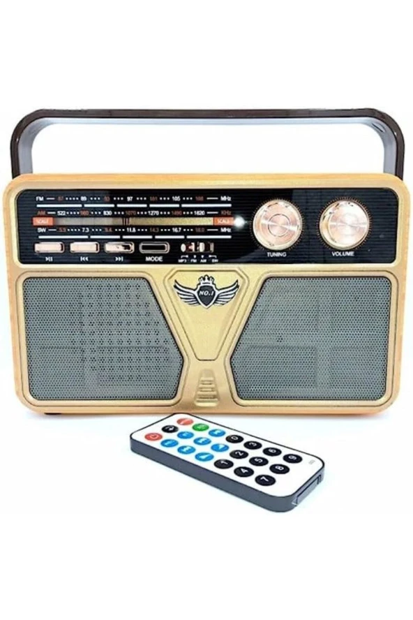 Retro Radyo Bluetooth Speaker Ve Hoparlör Ahşap Kaplama Kumandalı USB Girişli CV-5070BT - 2