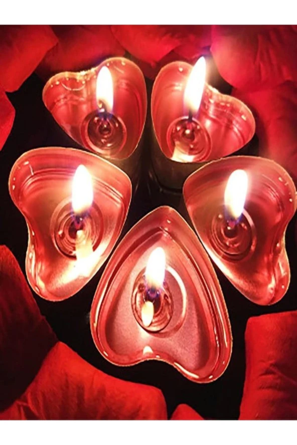 Kalp Şekilli Mum 50 Adet Dekoratif Aşk Kalp Mumları Kokulu Mumlar Seti 3.8x3.8x1cm - 3