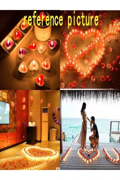 Kalp Şekilli Mum 50 Adet Dekoratif Aşk Kalp Mumları Kokulu Mumlar Seti 3.8x3.8x1cm - 4