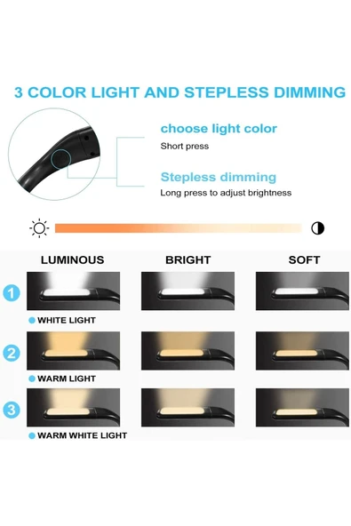 Led Kitap Okuma Işığı Bükülebilir Esnek Kitap Boyun Işığı Kollu Type-c Şarj Girişli Fh8 - 6