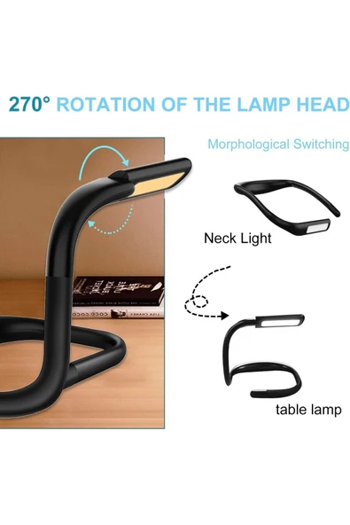 Led Kitap Okuma Işığı Bükülebilir Esnek Kitap Boyun Işığı Kollu Type-c Şarj Girişli Fh8 - 8