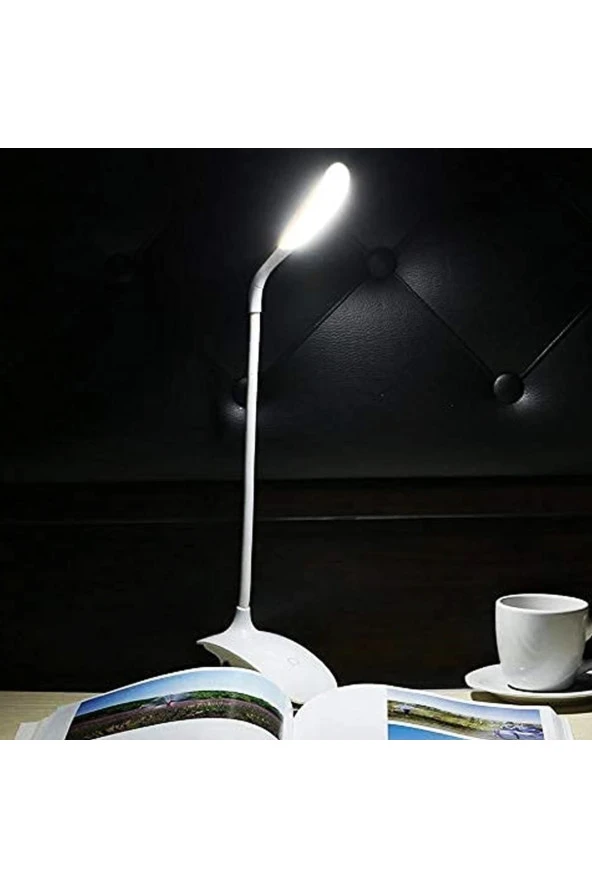 Mandallı Aydınlatma Kitap Okuma Ve Başucu Masa Lambası Dokunmatik Şarjlı Led Işık Beyaz - 5