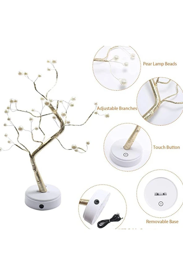 Led Lamba Bonsai Tasarım Mini Ağaç 2 Fonksiyon Bükülebilir kolay Dallar Dokunmatik LED Ağaç -M60LM- - 4