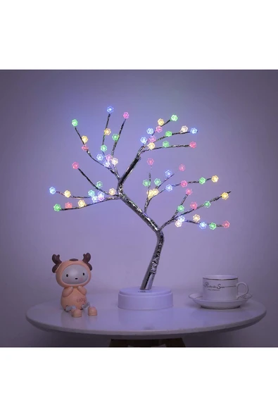 Led Lamba Bonsai Tasarım Mini Ağaç 2 Fonksiyon Bükülebilir kolay Dallar Dokunmatik LED Ağaç -M60LM- - 3