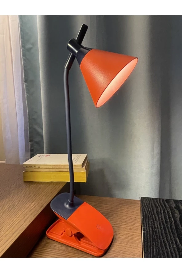Klipsli Dokunmatik Ayarlanabili Led Işık Masa Lambası 40cm Kırmızı
