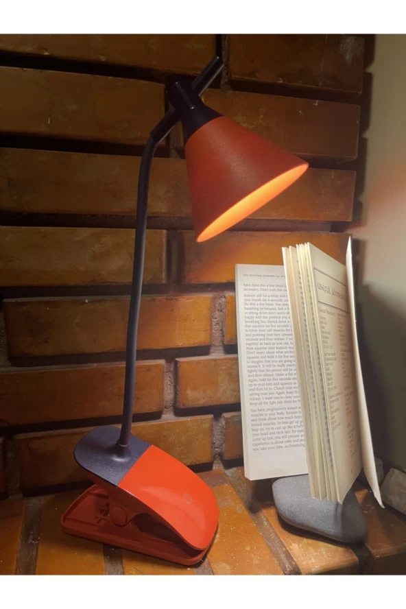 Klipsli Dokunmatik Ayarlanabili Led Işık Masa Lambası 40cm Kırmızı - 2