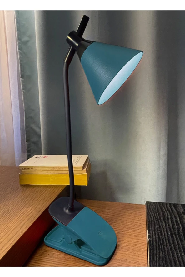 Klipsli Dokunmatik Ayarlanabili Led Işık Masa Lambası 40cm Koyu Yeşil