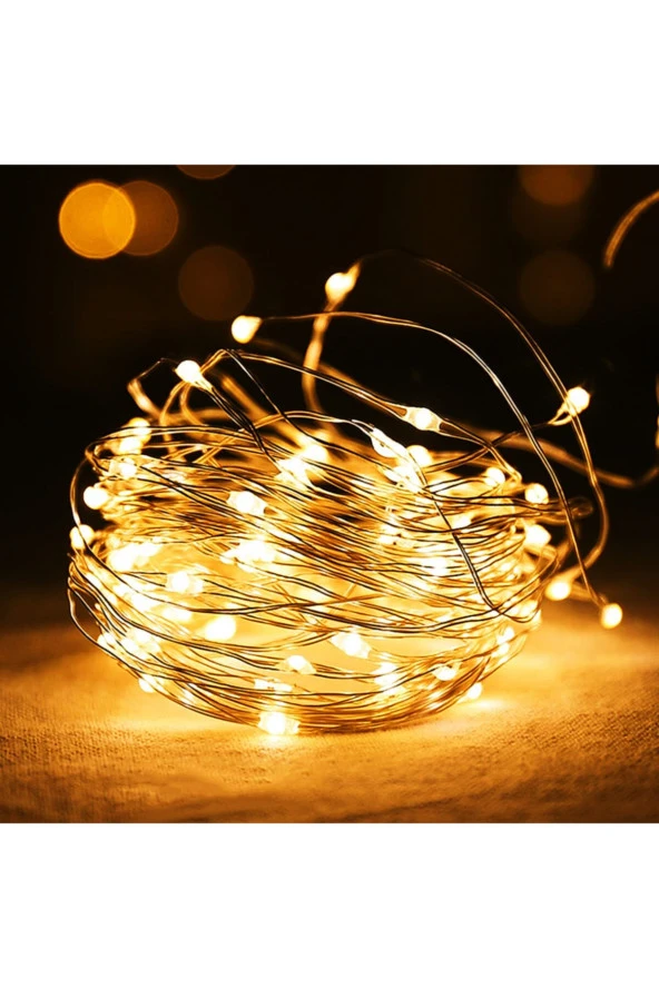 Peri Led Işık 10 Metre (sarı) Pilli Aydınlatma Şerit Led Saçak Spot Süsleme