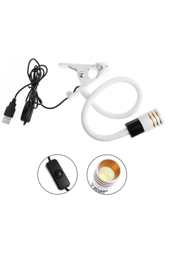Klipsli Masa Lambası Usb Led Okuma Işığı - Resim 3