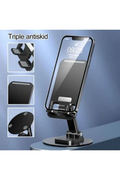 Ayarlanabilir Tablet /cep Telefonu Standı 360 Derece Dönebilen Alüminyum Masaüstü Telefon Tutucu - Resim 4