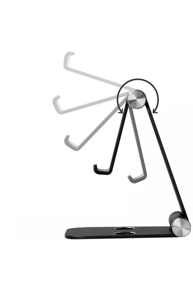 Komple Alüminyum Ayarlanabilir Katlanabilir Ergonomik G50 Telefon Tutucu Standı Desk Holder Siyah - Resim 2