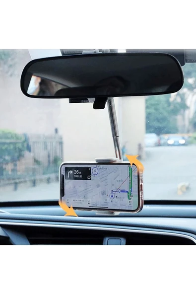 Ayarlanabilir Araç Dikiz Aynası Telefon Tutucu Gps Takip Standı Universal 6-10cm Telefon Tutucu - 4