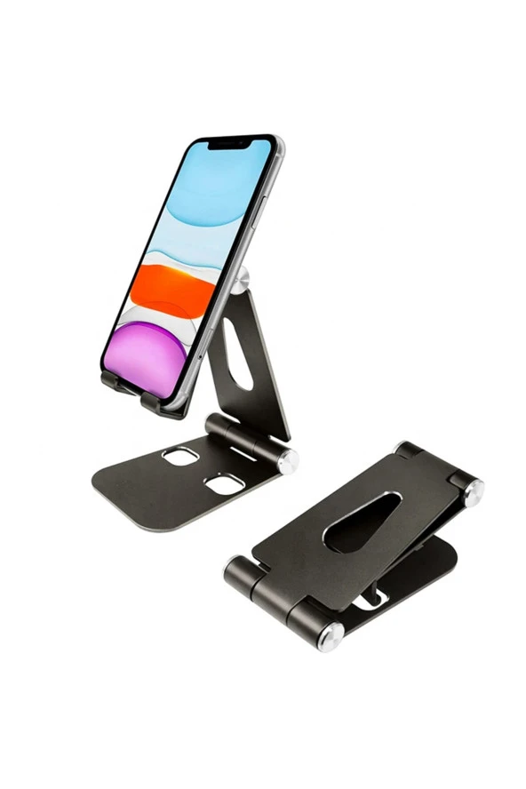 Komple Alüminyum Ayarlanabilir Katlanabilir Ergonomik G50 Telefon Tutucu Standı Desk Holder Siyah