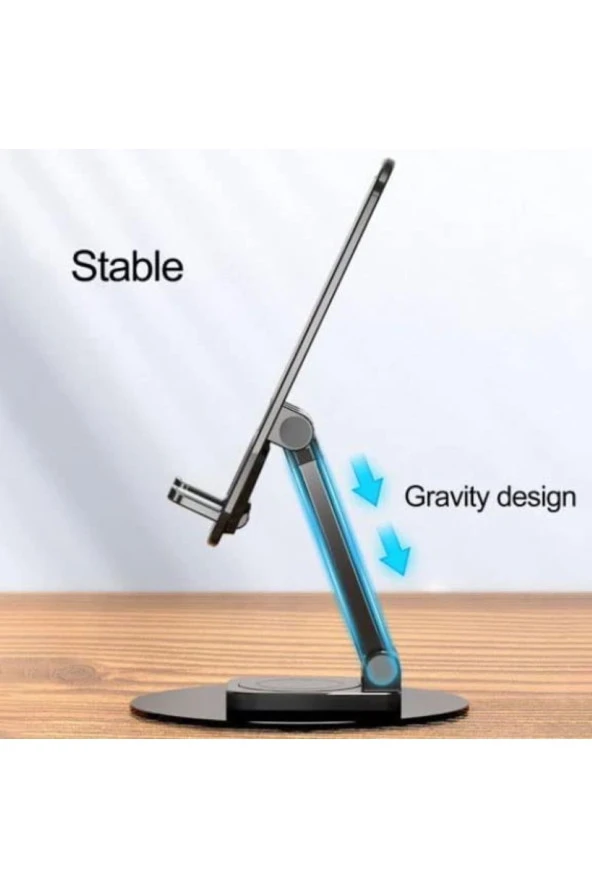 Ayarlanabilir Tablet /cep Telefonu Standı 360 Derece Dönebilen Alüminyum Masaüstü Telefon Tutucu - Resim 5