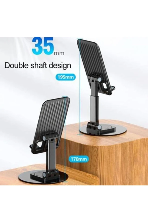 Ayarlanabilir Tablet /cep Telefonu Standı 360 Derece Dönebilen Alüminyum Masaüstü Telefon Tutucu - Resim 7