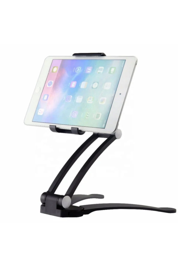 Çok Fonkisyonlu Tablet-telefon Tutacağı Mutfak Masaüstü Dolap Duvar Montaj Tutucu Standı siyah