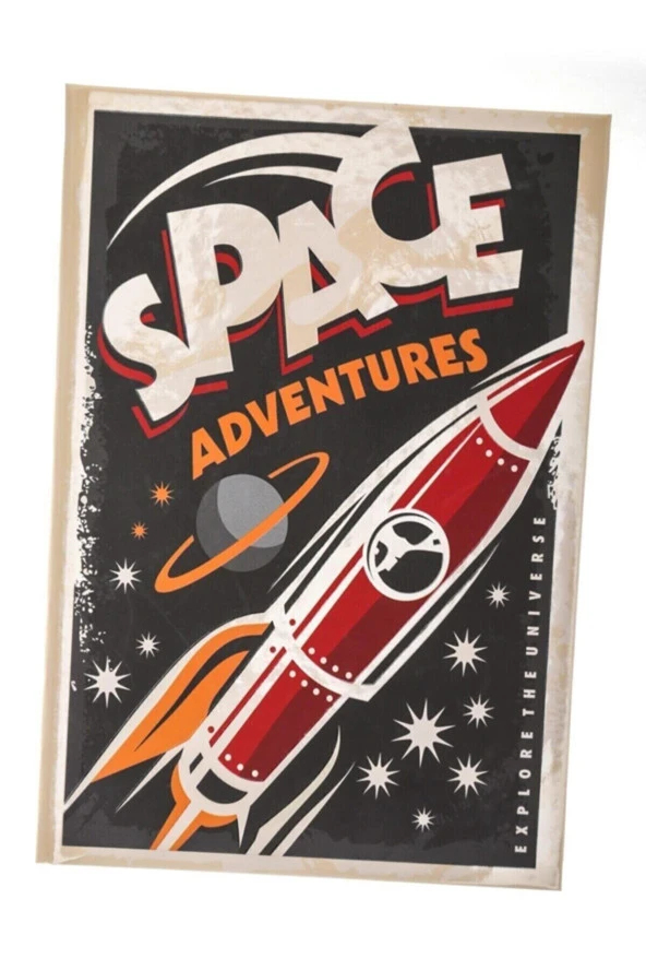 Space Adventures Orta Boy Lastikli Ve Çizgisiz Özel Tasarım Defter