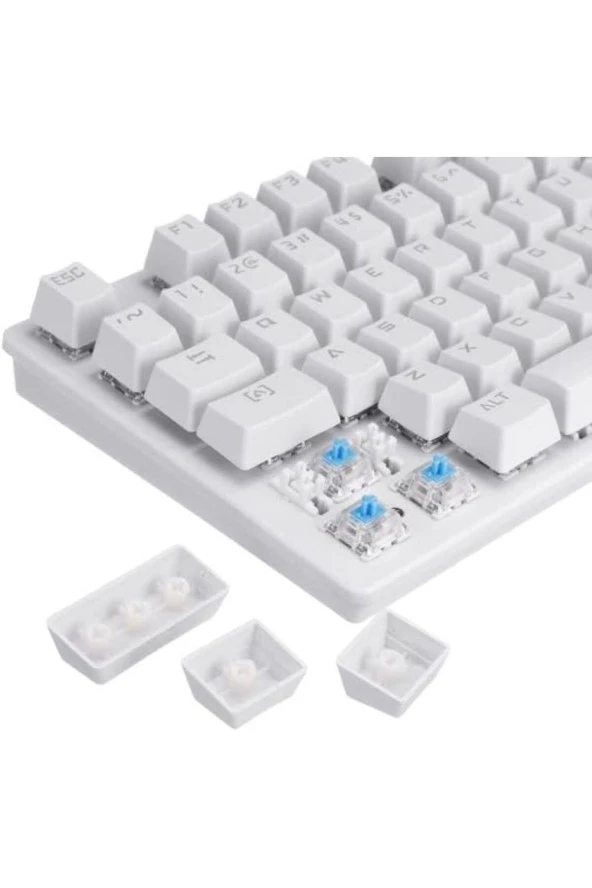 K550 Kablolu Klavye Led Rgb 87 Tuşlu Gökkuşağı Renkler Mekanik Oyuncu Işıklı Klavye Mavi Switch - 4
