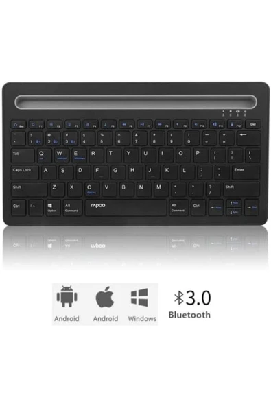 Bluetooth 3.0 Ultra İnce Klavye Şarjlı Mac/win/android/ios Uyum Tablet Standlı Kablosuz Klavye K6100 - 5