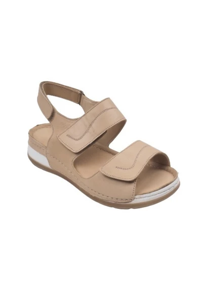 KREM HAKİKİ DERİ KADIN SANDALET CHELSY - 2