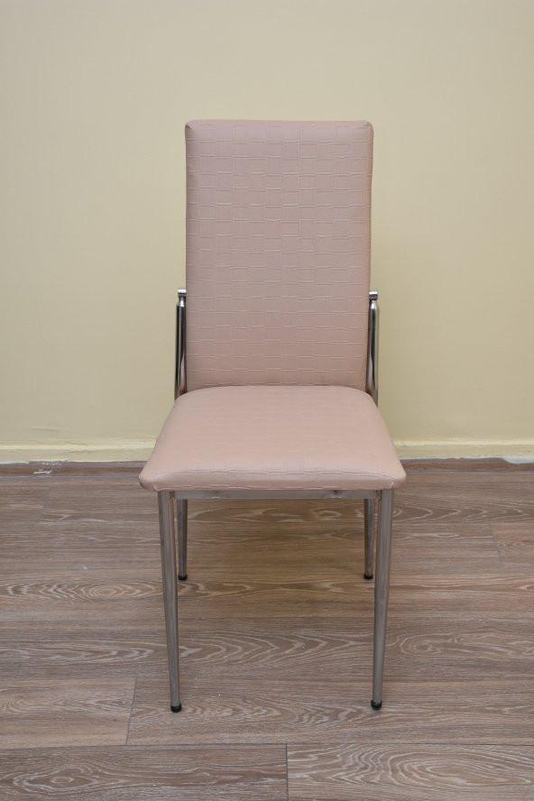 Sandalye ST Gözde Model metal transmisyon Çelik nikelaj Krem renk Kumaş El yapım