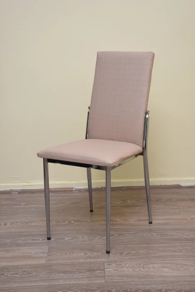 Sandalye 19707 Gözde Model metal transmisyon Çelik nikelaj Krem Kumaş El yapım - 2