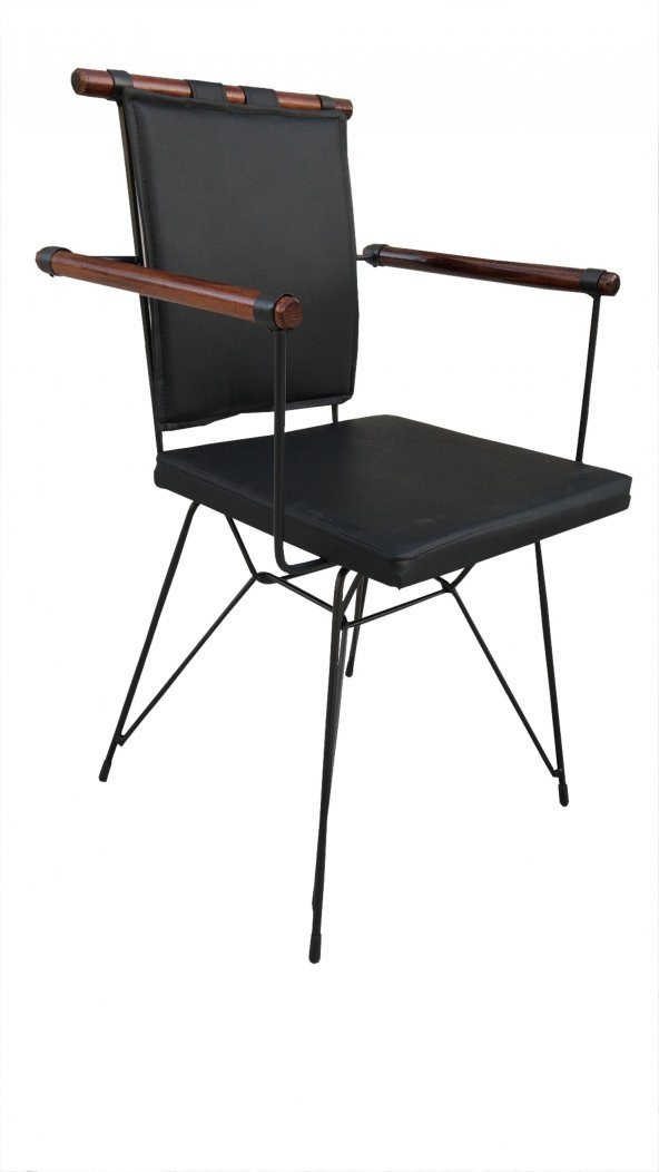 Sandalye ST PENYEZ Model Metal Çelik Siyah fırın Boya Suni Deri Balkon-Bahçe Elyapım