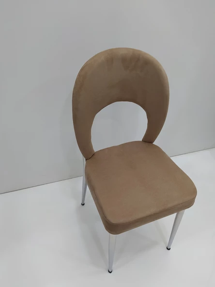 Sandalye 12973 Ay Model Metal Çelik Nikelaj Ayak Babyface kumaş 4 ad El Yapım - Resim 2