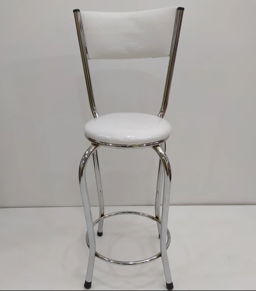 Sandalye 12752 BAR Tipi Yüksek Model BEYAZ Sunideri döşem Metal nikelaj El Yapım - Resim 2