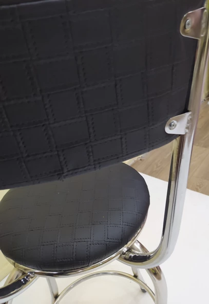 Sandalye 12748 BAR Tipi Yüksek Model 1ad SİYAH Suni deri döşem Metal krom El yapı - 4