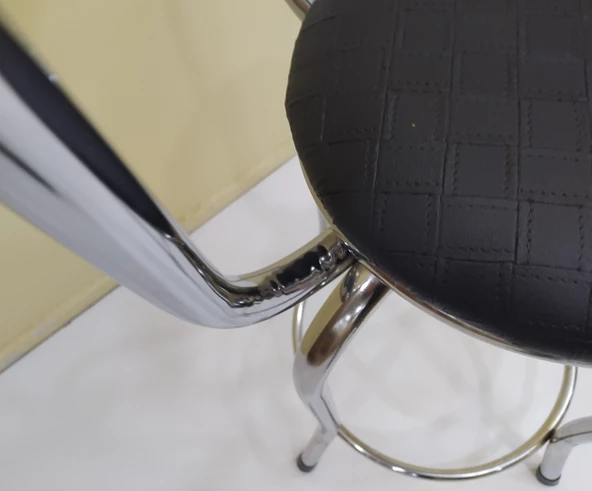 Sandalye 12748 BAR Tipi Yüksek Model 1ad SİYAH Suni deri döşem Metal krom El yapı - 5