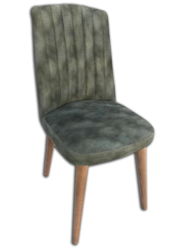 Sandalye ST Papel Model Kayın Torna RETRO Ayak Yeşil soho Kumaş Çizgili El Yapım