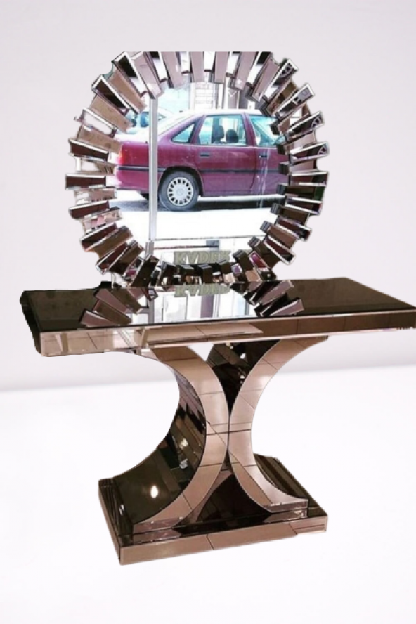 Dresuar 12598 GÜNEŞ Sanel Klasik Model Ters Hilal Komple Cam ayna kaplama el yapı - 5
