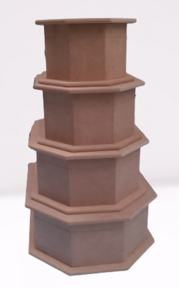 Hobi 12238 Dekoratif Model Makyaj Kutu Set Dörtlü HAM Ahşap MDF El Yapımı