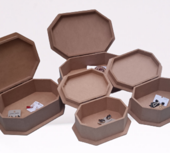 Hobi 12238 Dekoratif Model Makyaj Kutu Set Dörtlü HAM Ahşap MDF El Yapımı - 2