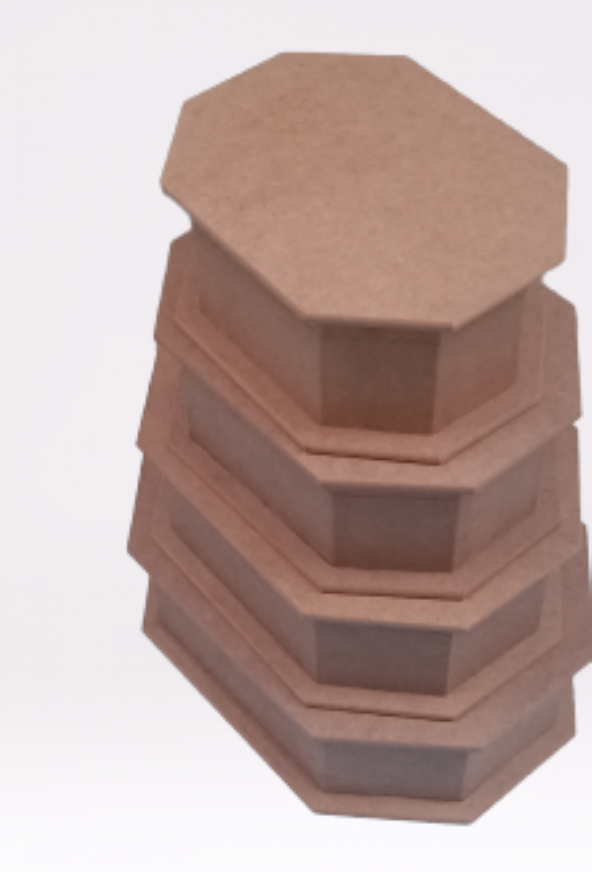 Hobi 12238 Dekoratif Model Makyaj Kutu Set Dörtlü HAM Ahşap MDF El Yapımı - 5