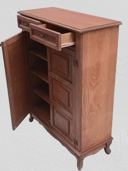 Ayakkabılık 12228 Kare Çok Amaç Model kayın aslan ayak Parlak Ceviz 2Kap El Yapım - 5