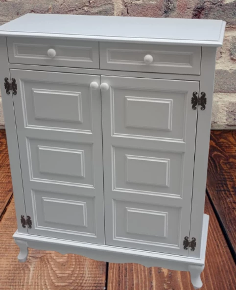 Ayakkabılık 12229 Karel Balon Klasik Model Kayın Aslan Ayak Parlak Beyaz El yapım - 7