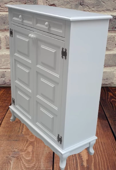 Ayakkabılık 12229 Karel Balon Klasik Model Kayın Aslan Ayak Parlak Beyaz El yapım - 8