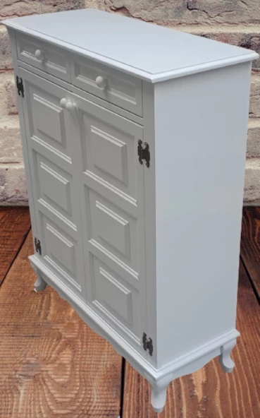 Ayakkabılık 12229 Karel Balon Klasik Model Kayın Aslan Ayak Parlak Beyaz El yapım - 2