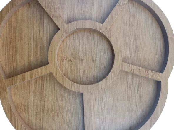 Sunum Tabak 12234 Papatya Model Ahşap MDF Lam 5 Göz 4 Adet EL Yapım - 2