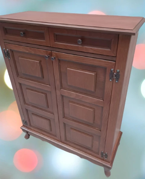 Ayakkabılık 12228 Kare Çok Amaç Model kayın aslan ayak Parlak Ceviz 2Kap El Yapım - 2