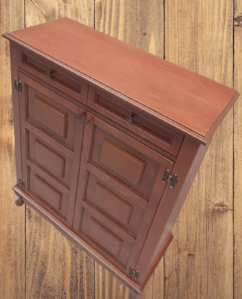 Ayakkabılık 12228 Kare Çok Amaç Model kayın aslan ayak Parlak Ceviz 2Kap El Yapım - 6