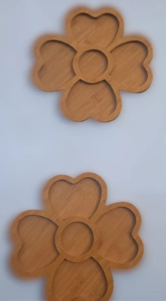 Sunum Tabak 12233 Kalpli Model Ahşap MDF Lam 4 göz 4 Adet EL Yapım - 5