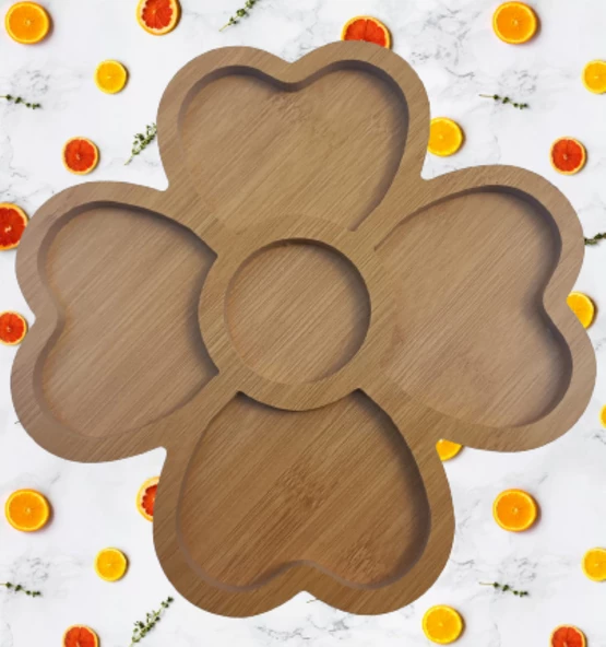 Sunum Tabak 12233 Kalpli Model Ahşap MDF Lam 4 göz 4 Adet EL Yapım - 7