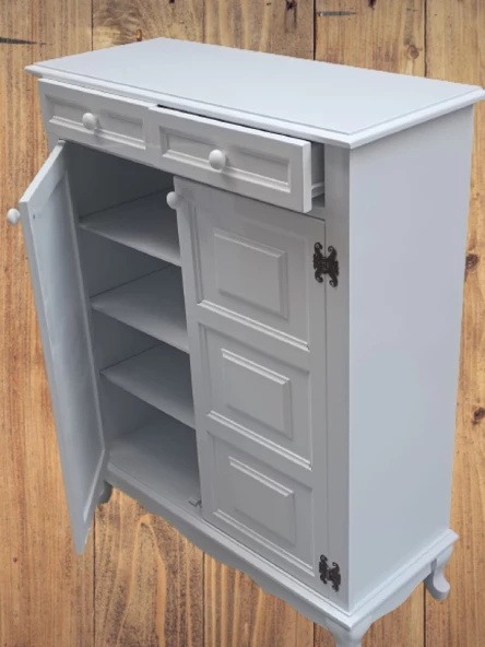 Ayakkabılık 12229 Karel Balon Klasik Model Kayın Aslan Ayak Parlak Beyaz El yapım - 5