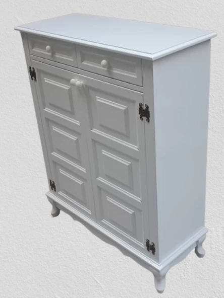 Ayakkabılık 12229 Karel Balon Klasik Model Kayın Aslan Ayak Parlak Beyaz El yapım