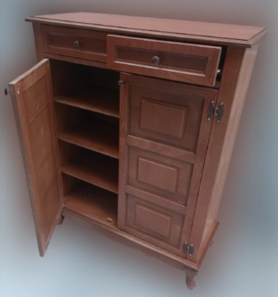 Ayakkabılık 12228 Kare Çok Amaç Model kayın aslan ayak Parlak Ceviz 2Kap El Yapım - 4